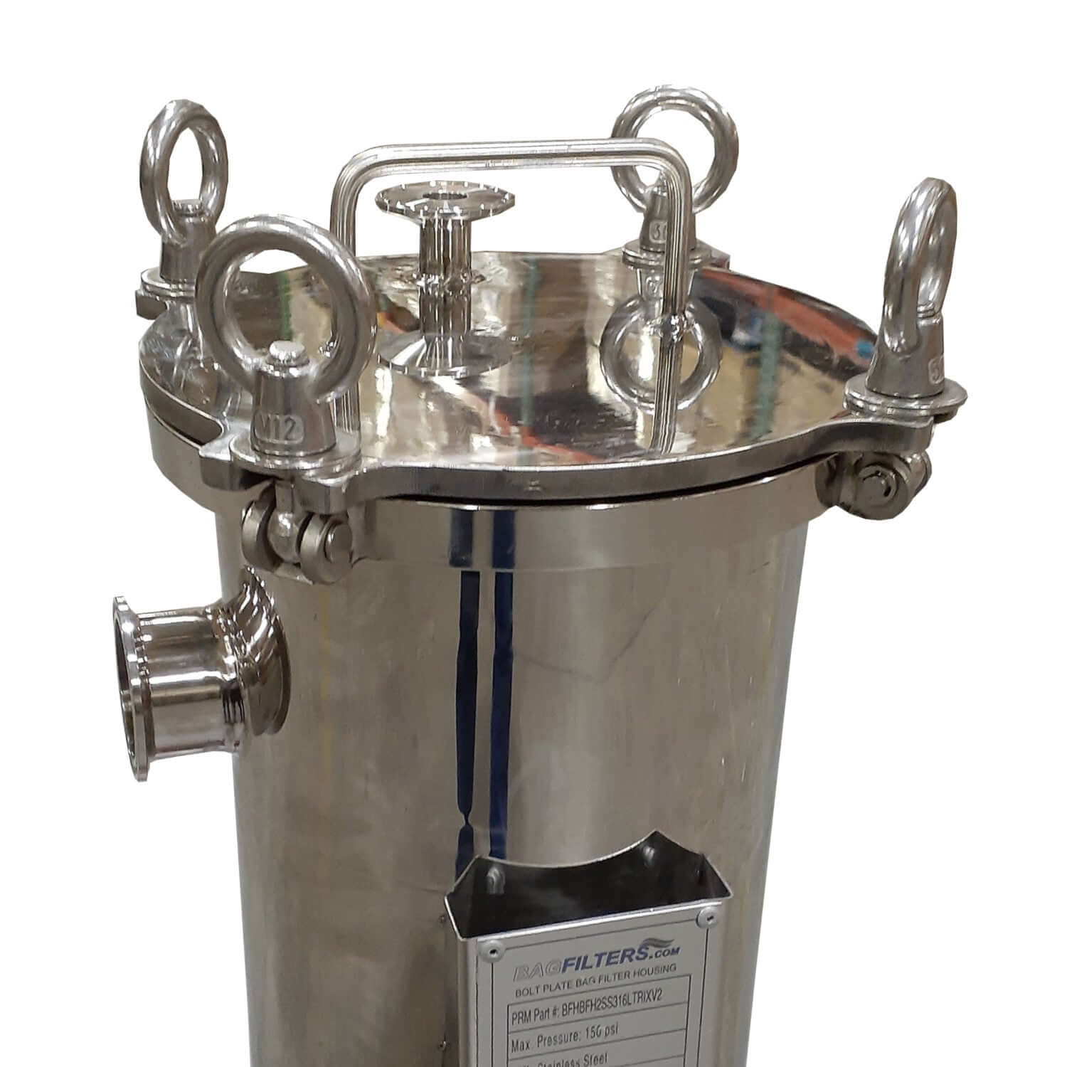 PRM #2 316L Stainless Steel Bag Filter Housing, 2 Inch Tri-Clamp Inlet/Outlet-150 psi