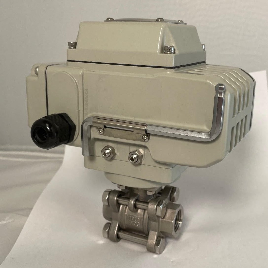 Electric Actuator Stainless Steel Ball Valve, 3 Piece 316L SS; 1/2 Inch NPT Connection
