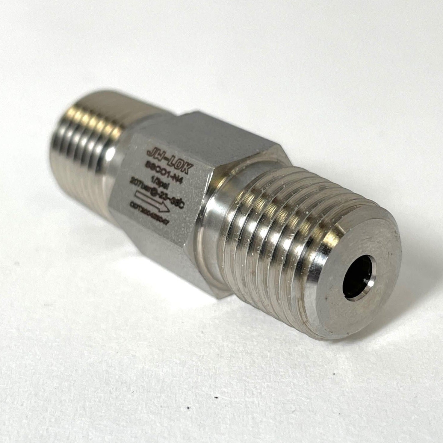 JW-LOK Inline Check Valve, 1/2 MNPT, 316 SS, 3000 PSI