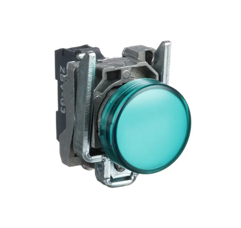 Schneider XB4BVG3 Green Lens Pilot Light, Harmony XB4, 22mm, Universal Led, 120vac