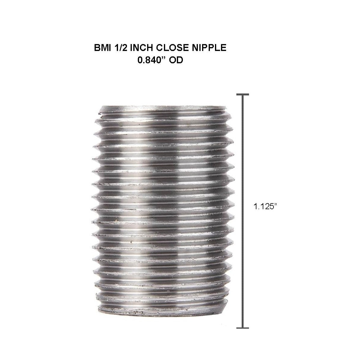 BMI 1/2 Inch x Close Galvanized Pipe Close Nipple, 150#, UL/FM