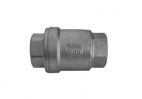 1/2 Inch NPT 304 Stainless Steel Spring Check Valve, 1000 WOG