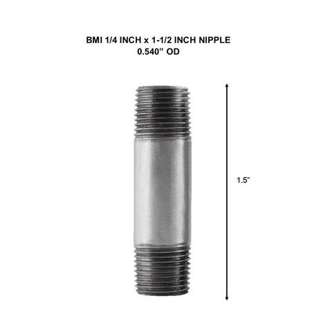 BMI 1/4 Inch x 1-1/2 Inch Galvanized Pipe Nipple, 150#, UL/FM