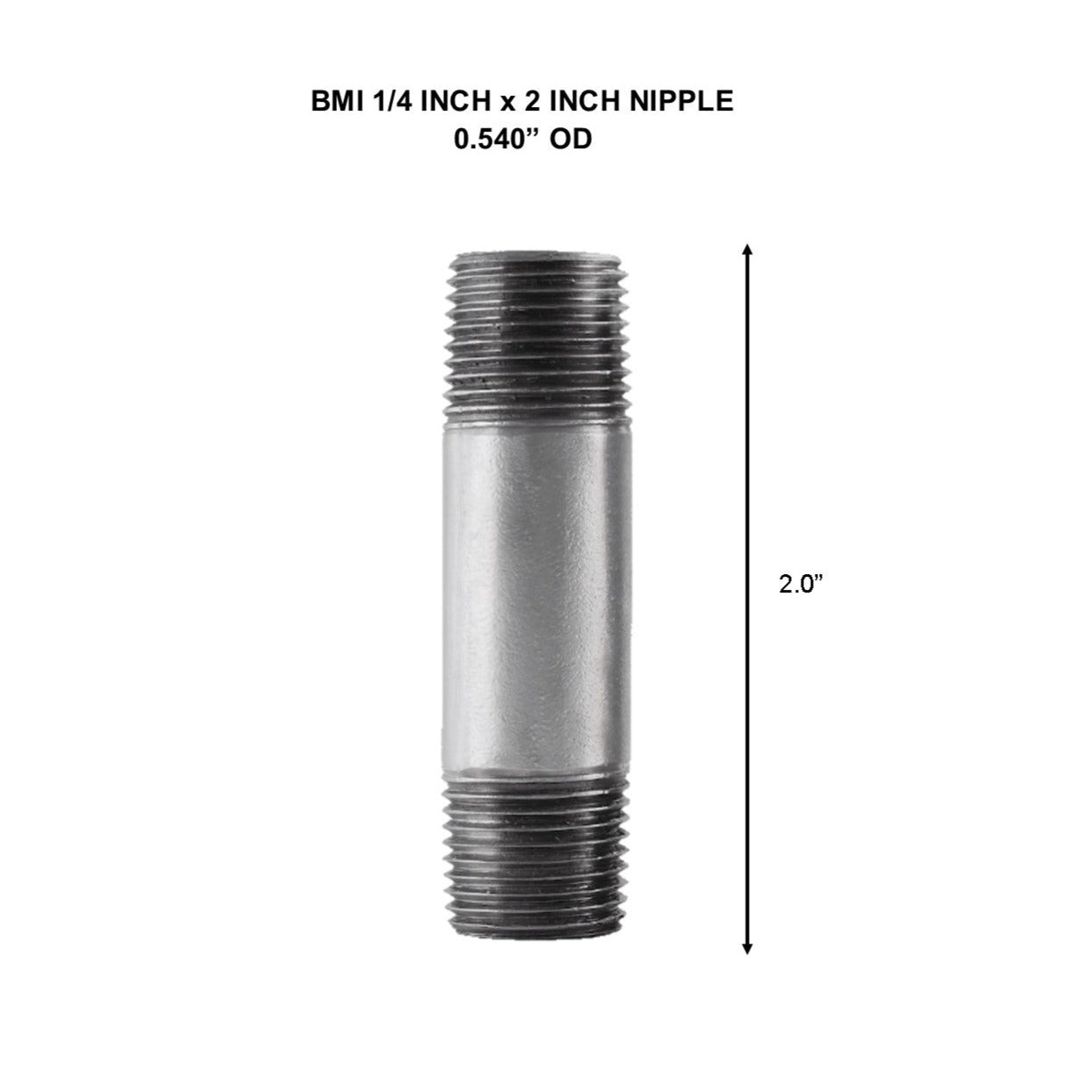 BMI 1/4 Inch x 2 Inch Galvanized Pipe Nipple, 150#, UL/FM