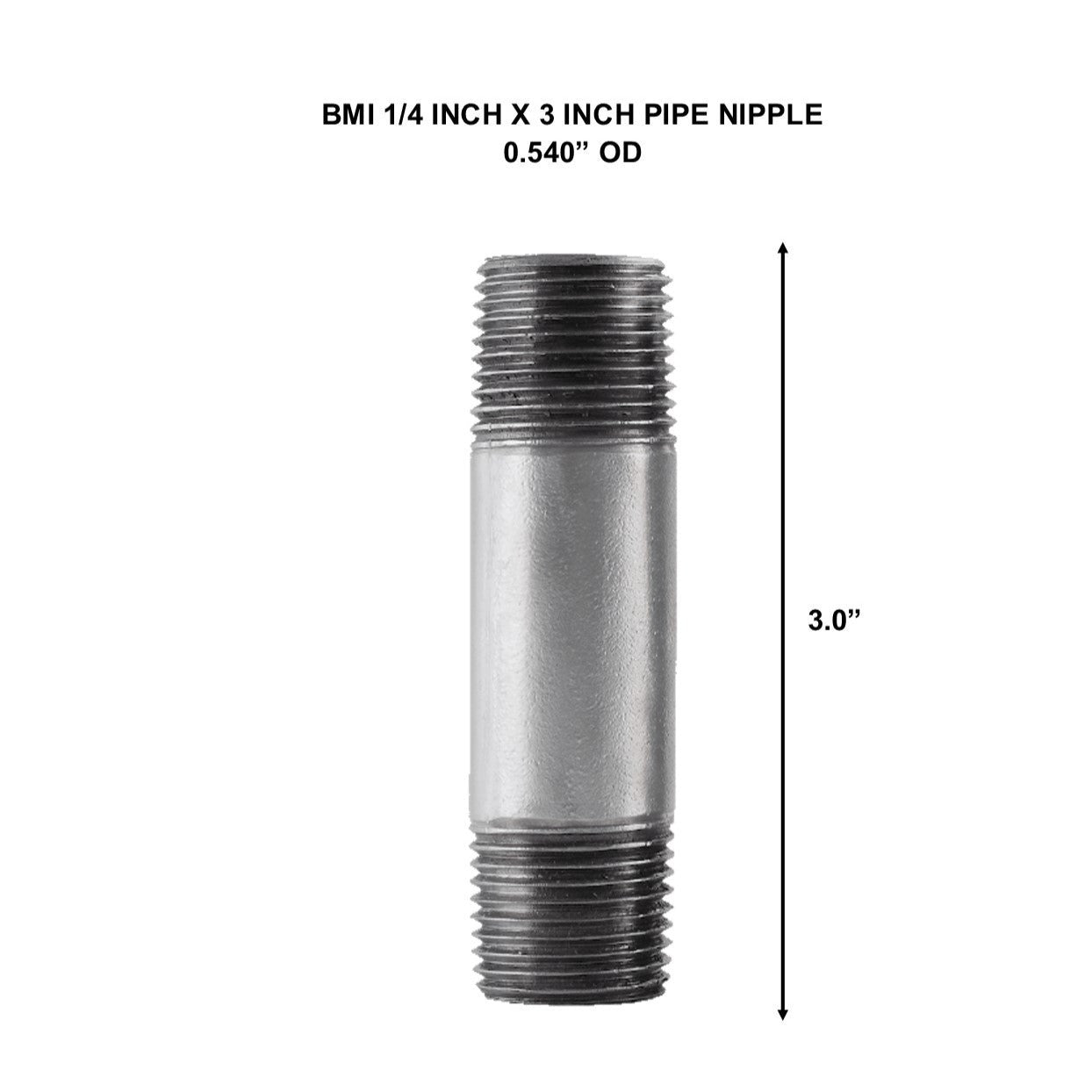 BMI 1/4 Inch x 3 Inch Galvanized Pipe Nipple, 150#, UL/FM