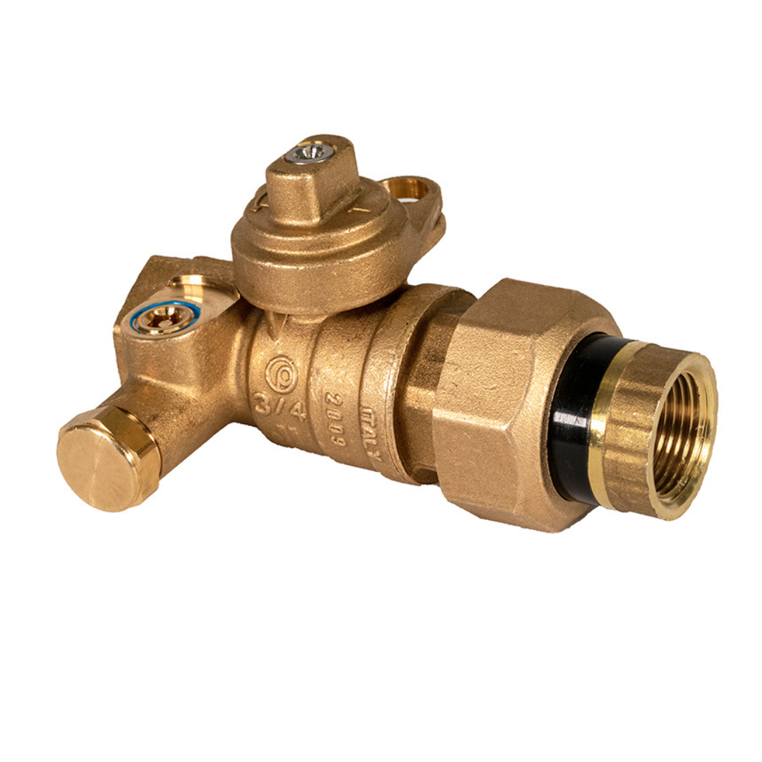 Jomar 243-004EXT 3/4 Inch BRASS Utility Gas Ball Valve, Full Port, Service Bypass, 175 PSIG, with Extended Insulated Male Tail Piece - Carton of 16