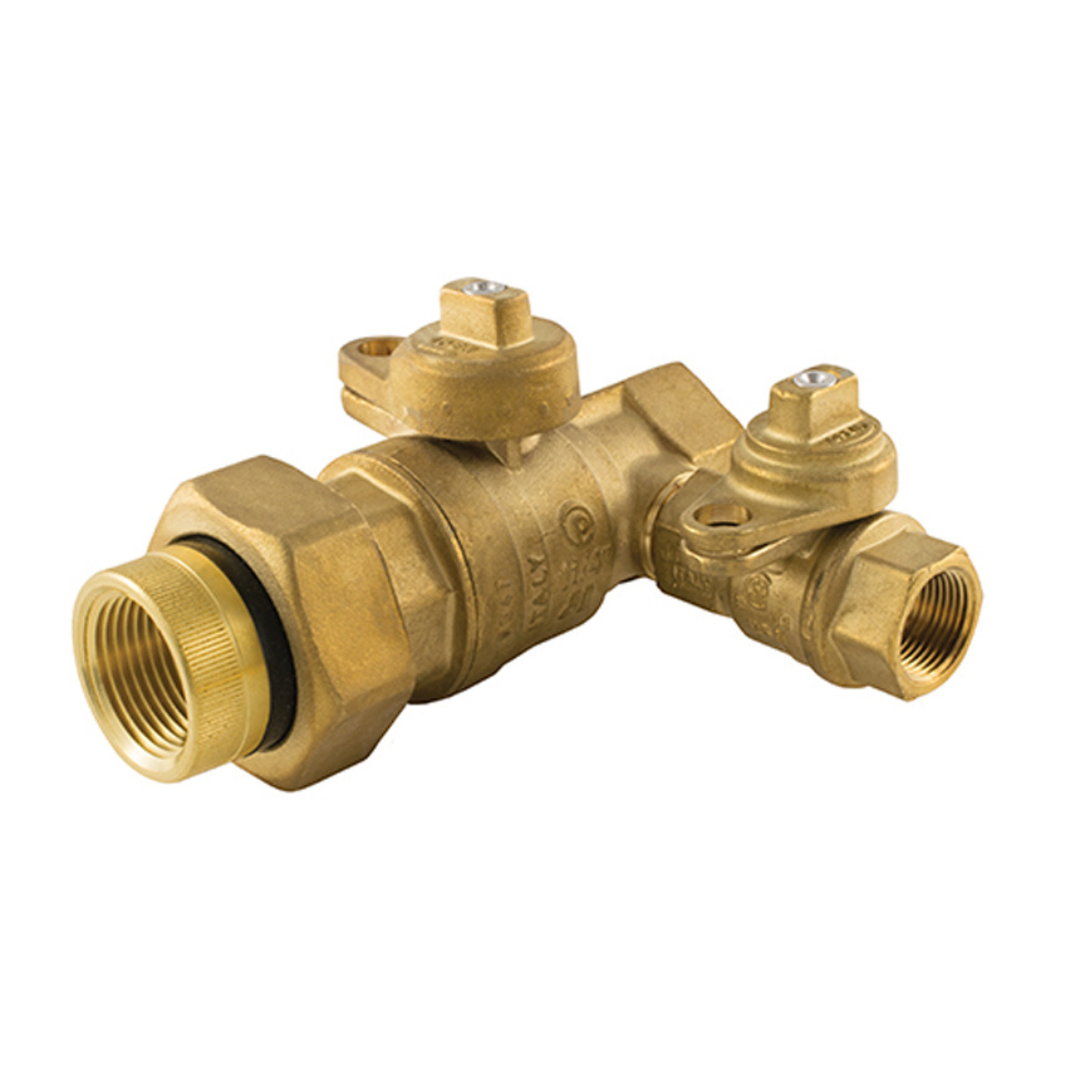 Jomar 243-006D 1-1/4 Inch BRASS Utility Gas Ball Valve, Full Port, Service Bypass, 175 PSIG, with Insulated Tail Piece