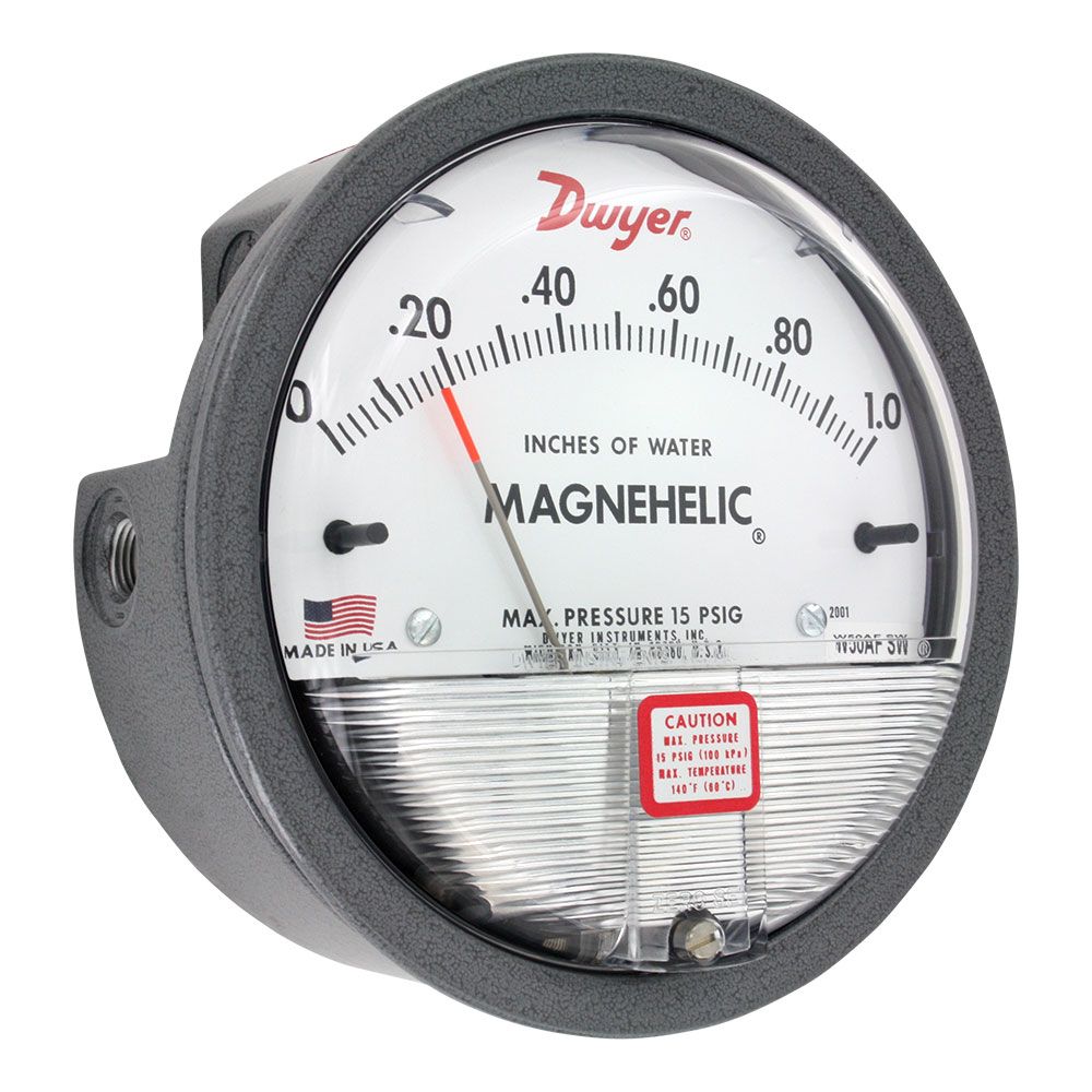 Dwyer 2002 Magnehelic® Differential Pressure Gauge - 0-2 Inches Of Water