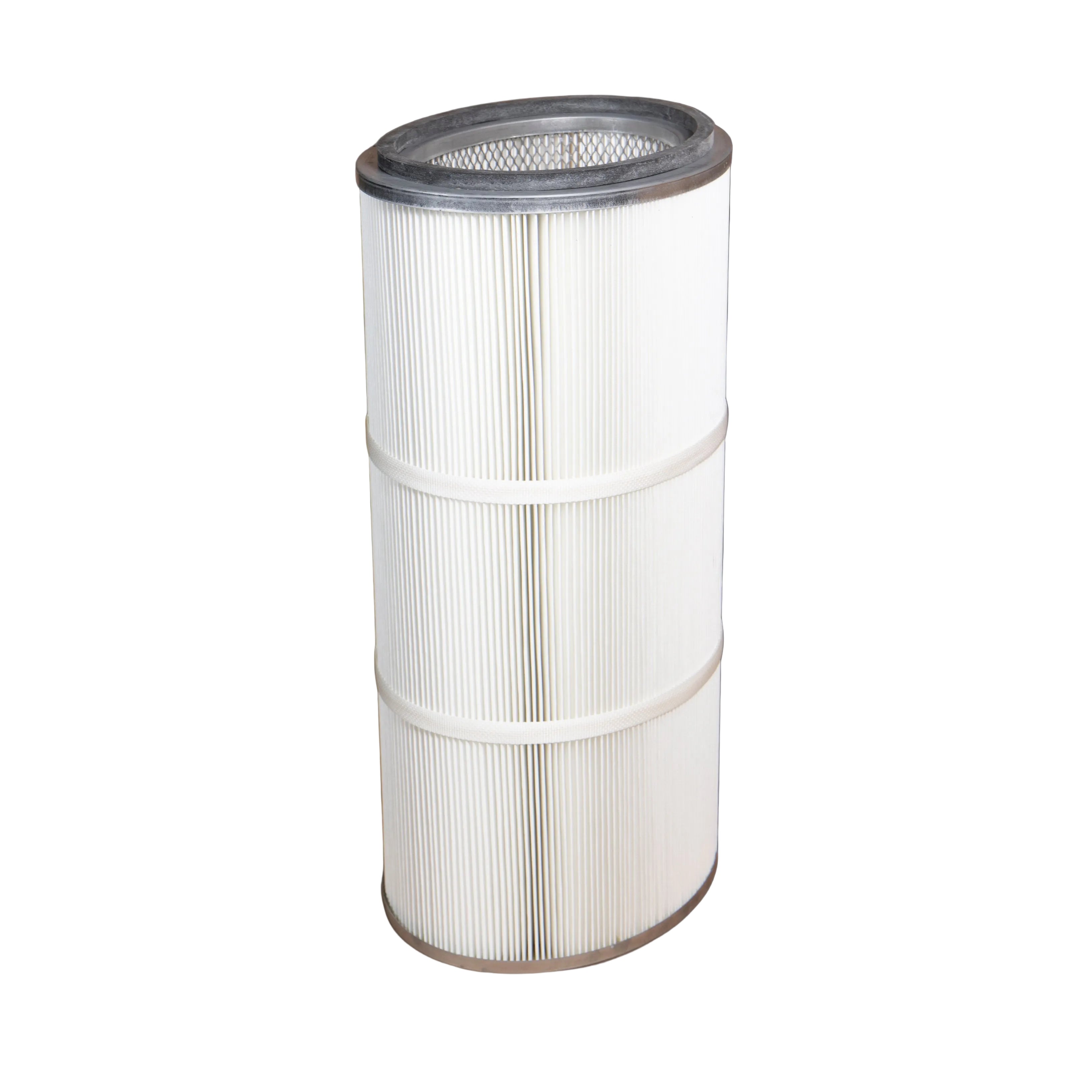 Dust Filter Cartridge - 14.36 Inch x 26 Inch Oval Open Top/Oval Open Bottom - Polyester Spunbond Media