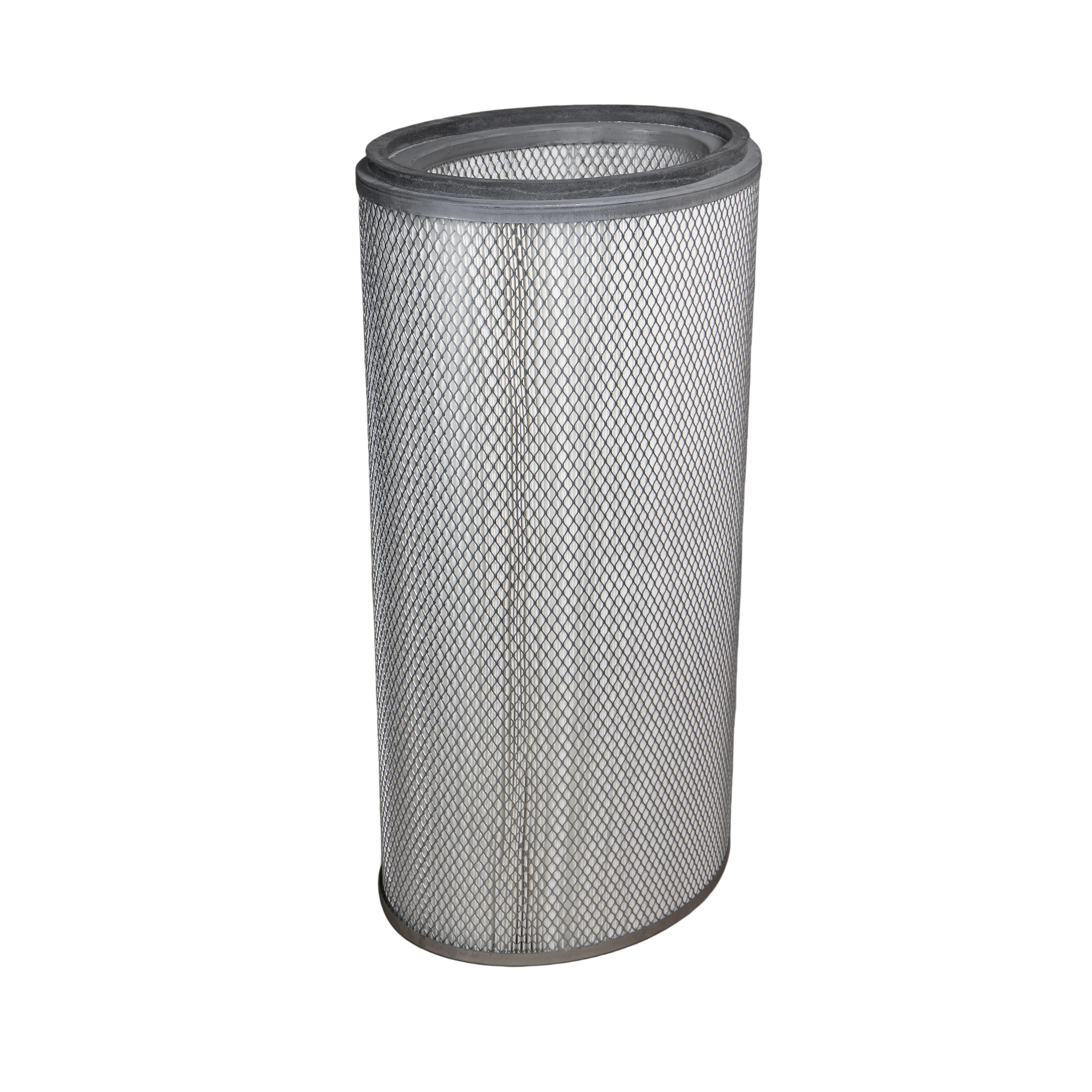 Dust Filter Cartridge - 14.36 Inch x 26 Inch Oval Open Top/Open Bottom - Nano on 80/20 Flame Retardant Media