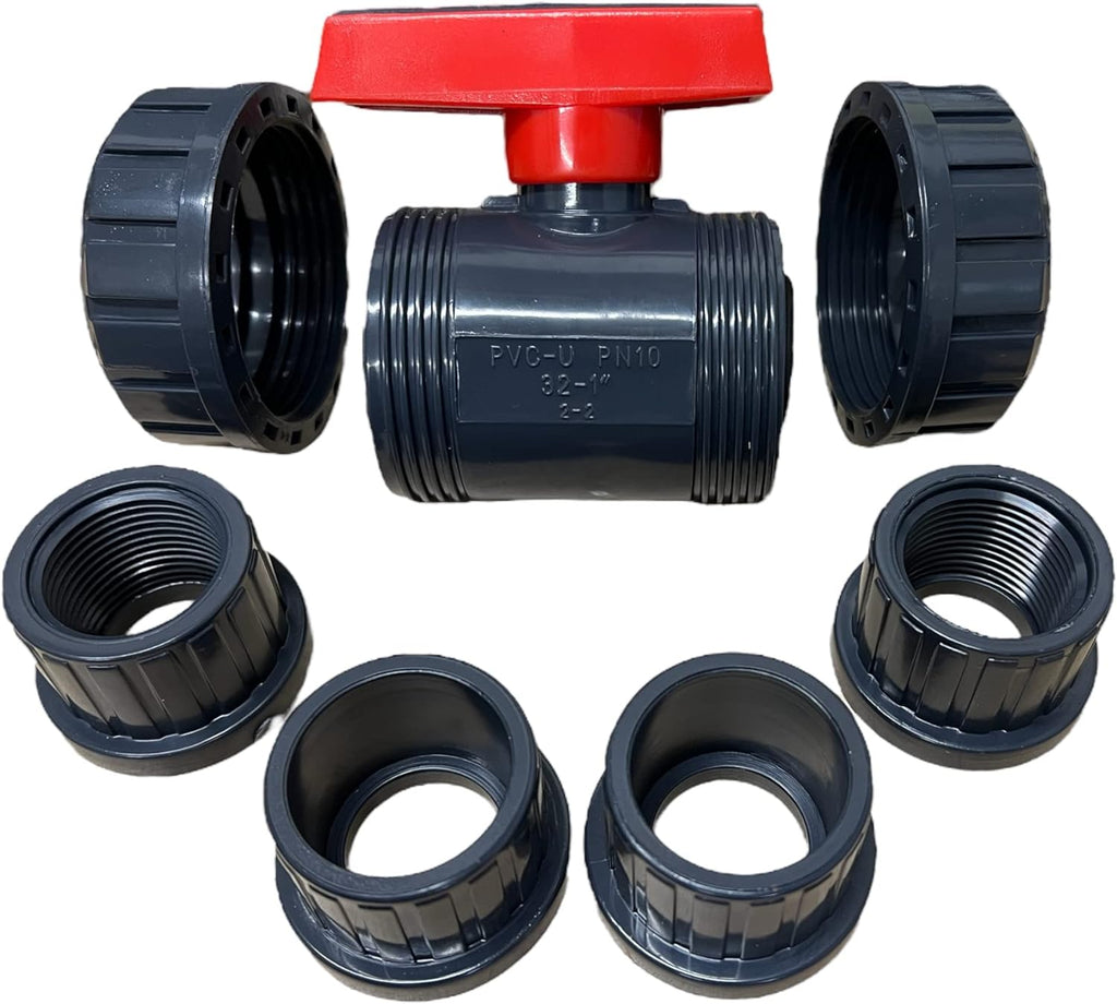 Pack of 10) EFIELD 1/2 x 1/2 SCH 80 PVC Single Union Full Port Ball Valve, Socket Pack of 10) EFIELD 1/2 x 1/2 SCH 80 PVC Single Union Full Port Ball Valve, Socket