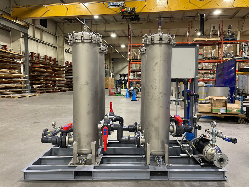 Filter Separation Centrifugal Separator/Cartridge Filter Pump Skid, 25 GPM