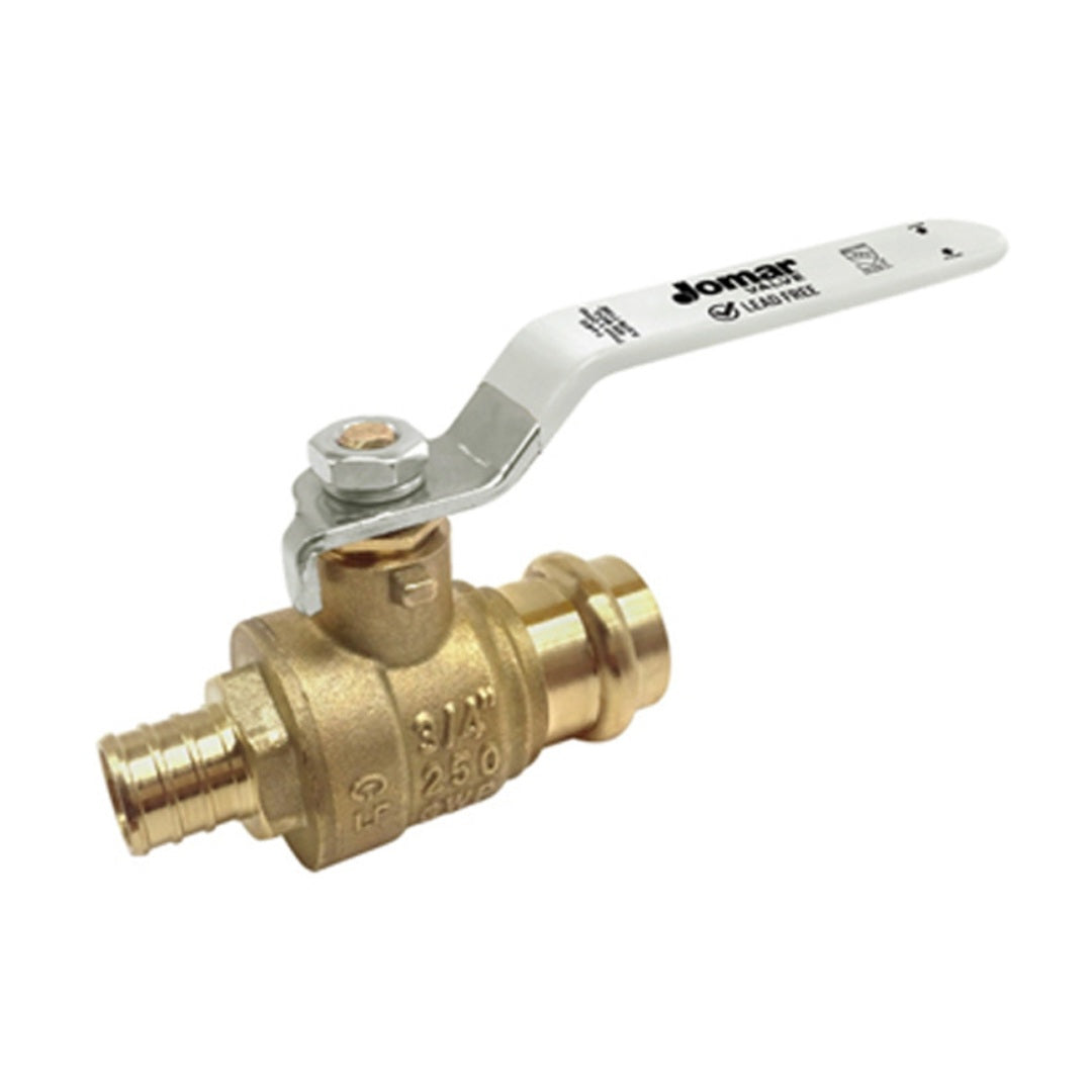 Jomar T-412G Press x Crimp Pex Connection Lead Free Brass 2-Piece Ball Valve