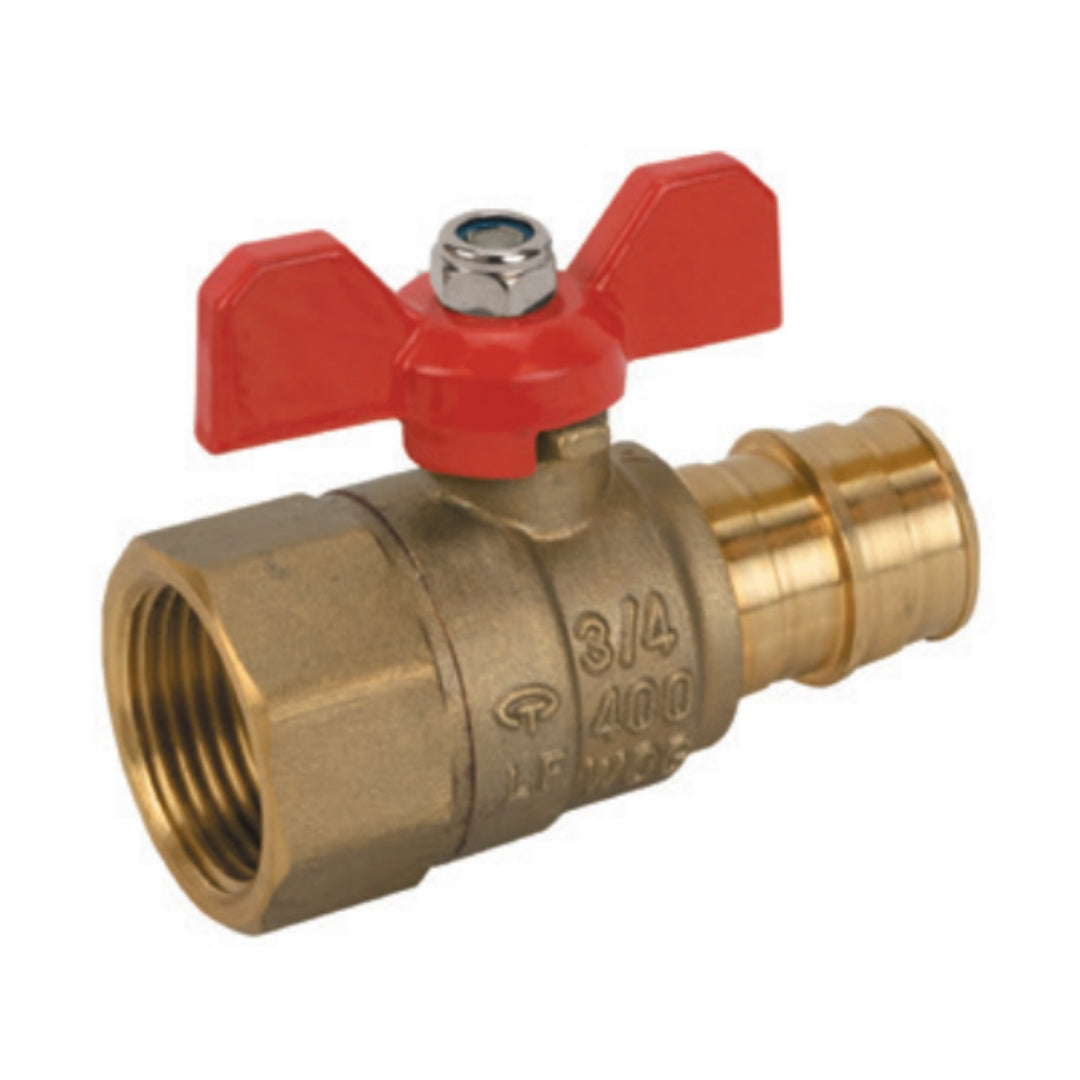 Jomar T-422G FIP x Expansion Pex Connection Lead Free Brass 2-Piece Ball Valve with T-Handle and Stainless Steel Trim, 400 WOG