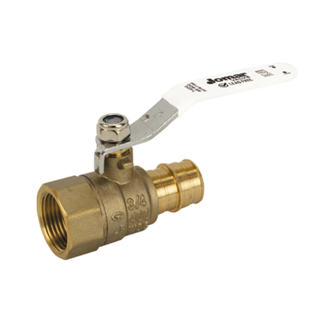 Jomar T-422G FIP x Expansion Pex Connection Lead Free Brass 2-Piece Ball Valve with Stainless Steel Trim, 400 WOG