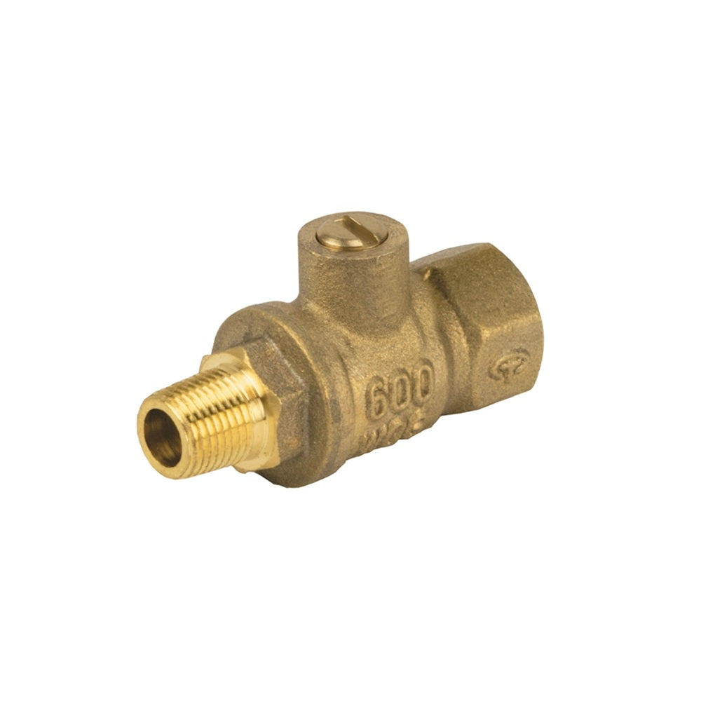 Jomar T-83CG 1/8" FIP x 1/4" MIP Connection Lead Free Brass 2-Piece Mini Ball Valve with Screwdriver Slot and Stainless Steel Trim