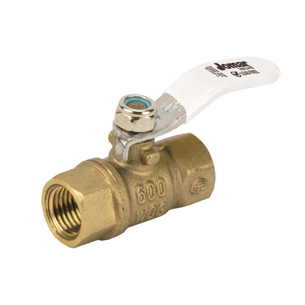 Jomar T-83CG FIP x FIP Connection Lead Free Brass 2-Piece Mini Ball Valve with Lever Handle and Stainless Steel Trim