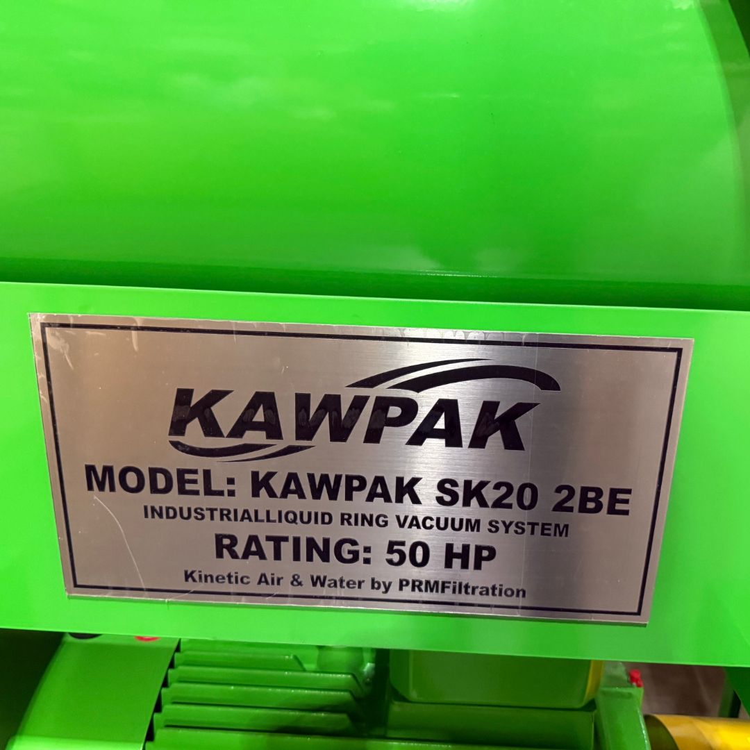 Nameplate for KAWPAK 50 HP Liquid Ring Pump
