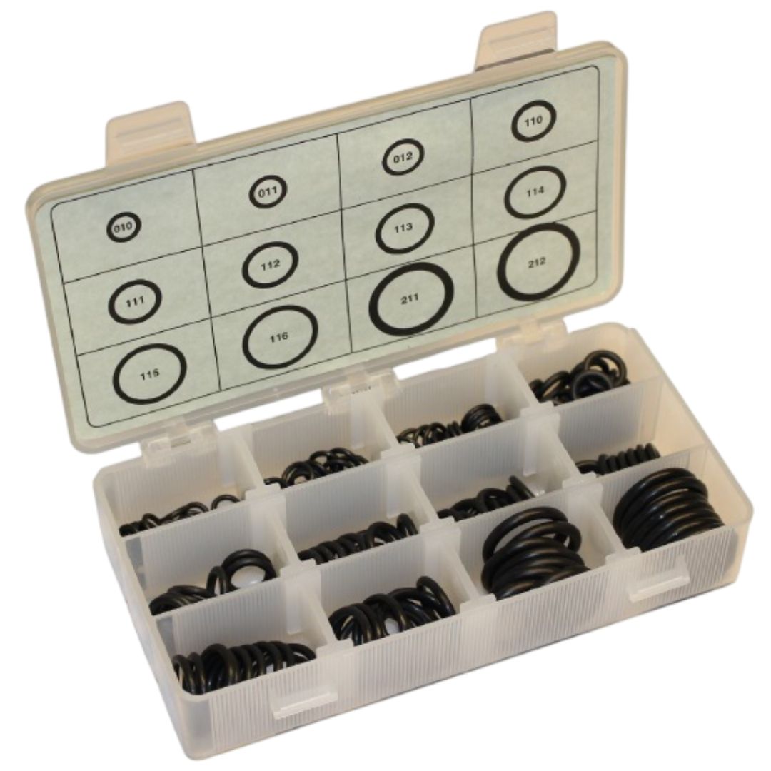 Global O-Ring Nitrile (Buna-N) O-Ring Kit - 90 Duro Black - 200 Pcs (12 Sizes)