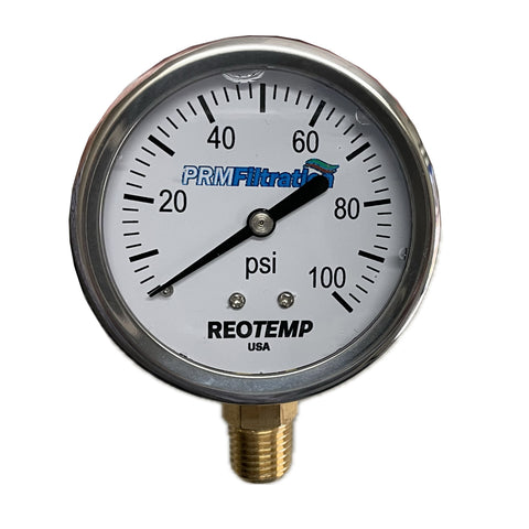 Premium 304 Stainless Steel Pressure Gauge with Brass Internals, 0-100 PSI, 2-1/2 Inch Dial, 1/4 Inch NPT Bottom Mount, Calibration Certificate Option