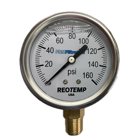 Premium 304 Stainless Steel Pressure Gauge with Brass Internals, 0-160 PSI, 2-1/2 Inch Dial, 1/4 Inch NPT Bottom Mount, Calibration Certificate Option