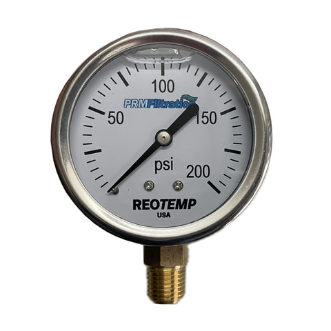 Premium 304 Stainless Steel Pressure Gauge with Brass Internals, 0-200 PSI, 2-1/2 Inch Dial, 1/4 Inch NPT Bottom Mount, Calibration Certificate Option