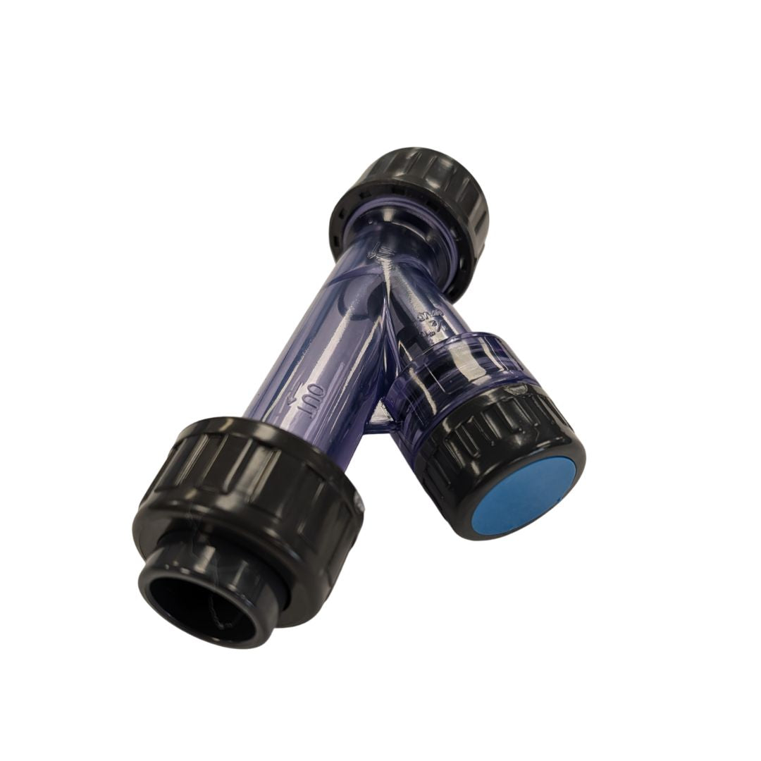 Sch 80 Clear PVC 1/2 Inch True Union Y Strainer with Socket Ends
