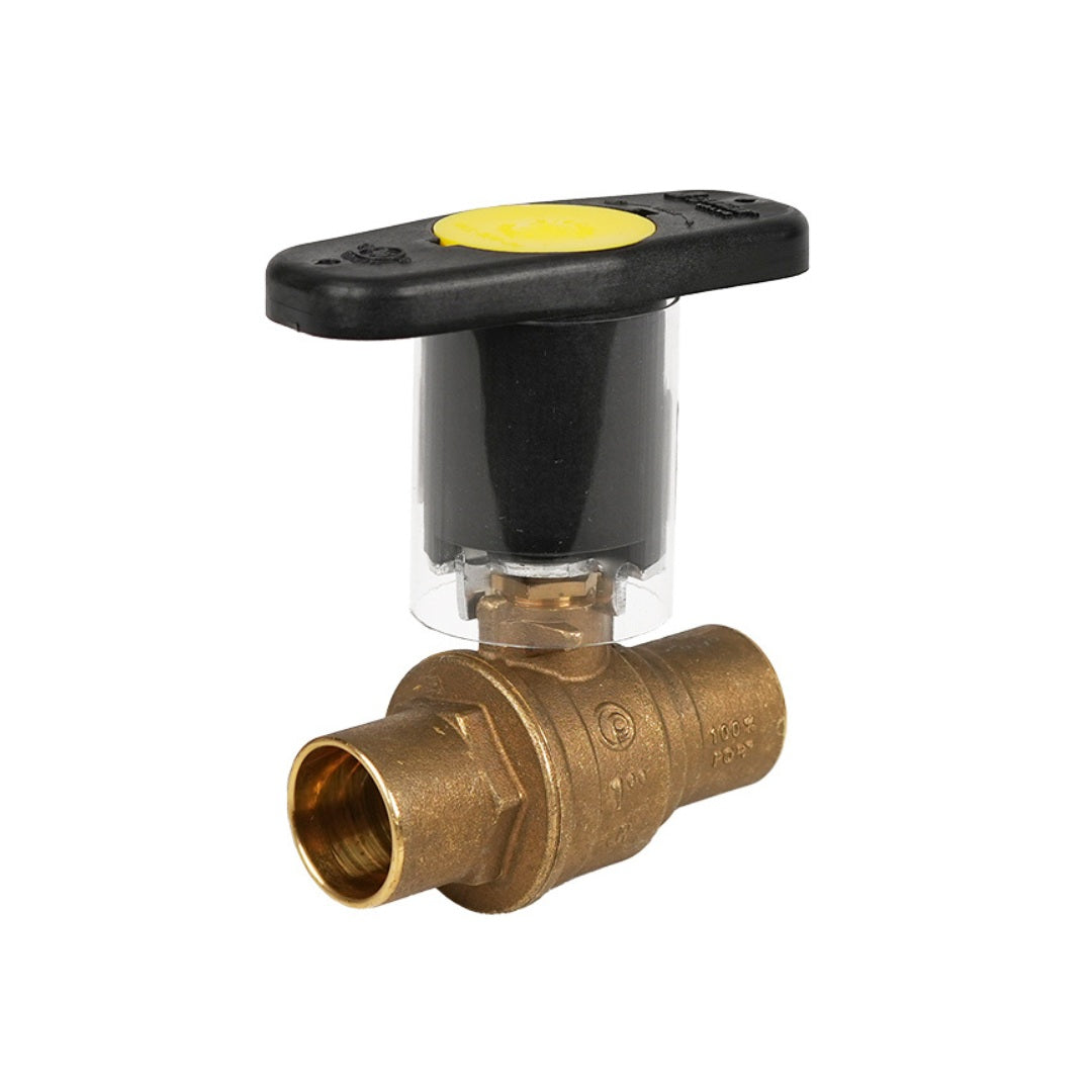 Jomar S-100CSSG-IH Series 2 Piece Lead Free Brass Full Port Solder Connection Ball Valve with Stainless Steel Trim and Insulated Handle