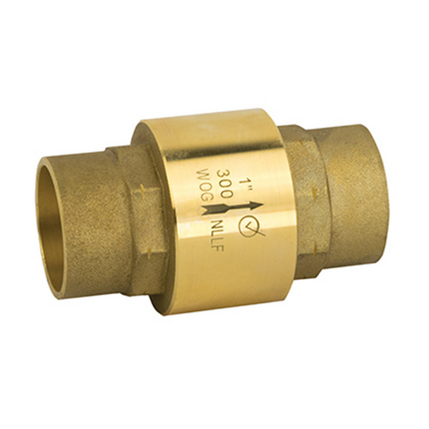 Jomar 105-613G 1/2 Inch Lead Free Brass Inline Check Valve, Solder Connection, 300 WOG, Class 150 - Carton of 25