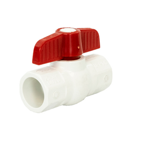Jomar 210-725 1 Inch PVC Ball Valve, Schedule 40, Solvent Connection, 150 WOG Carton of 20