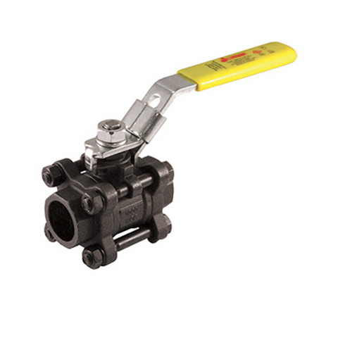 Jomar 500-507 1-1/2 Inch Carbon Steel Ball Valve 3 Piece 4 Bolt, Swing Out Body, Full Port, Socket Weld Connection, 1000 WOG, Stainless Steel Ball and Stem