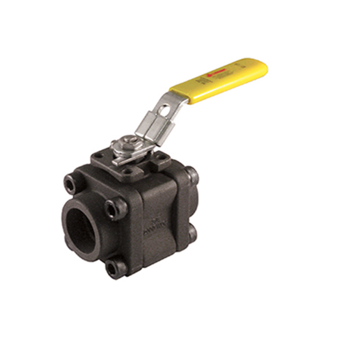 Jomar 601-634 3/4 Inch Carbon Steel Ball Valve 3 Piece 4 Bolt Enclosed, Standard Port, Socket Weld Connection, 2000 WOG, Stainless Steel Ball and Stem