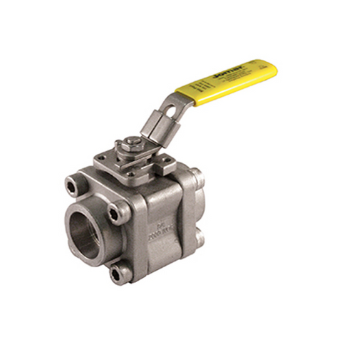 Jomar 601-623 1/2 Inch Stainless Steel Ball Valve 3 Piece 4 Bolt Enclosed, Standard Port, Socket Weld Connection, 2000 WOG