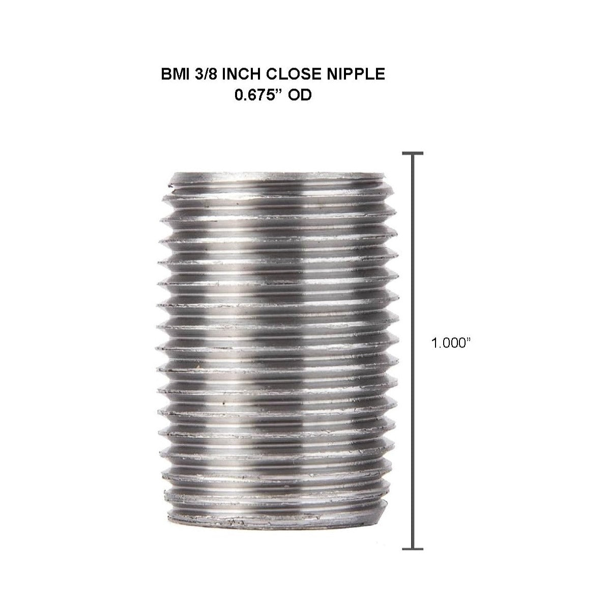 BMI 3/8 Inch x Close Galvanized Pipe Close Nipple, 150#, UL/FM