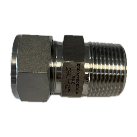 316 SS Compression Fitting, 1 Inch Tube X 1 Inch NPT Male Connector