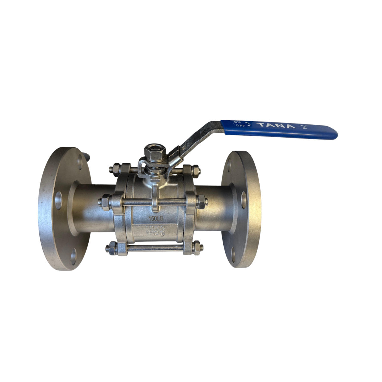 2 Inch Flanged Stainless Steel Full Port 3 Piece Ball Valve, 150# Flange