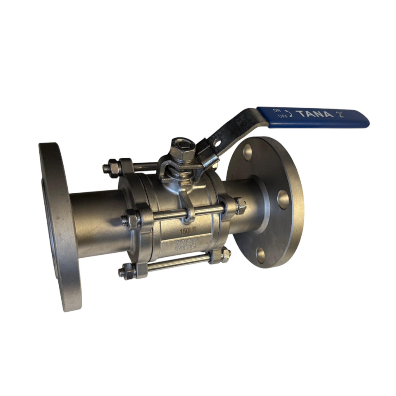 2 Inch Flanged Stainless Steel Full Port 3 Piece Ball Valve, 150# Flange