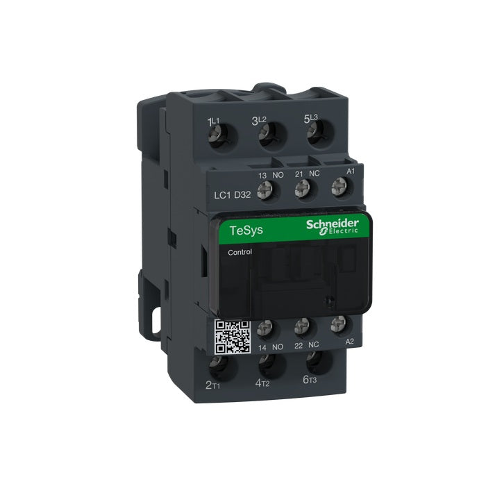 Schneider LC1D32G7 3NO IEC Contactor, TeSys Deca, 32A, 3 Phase, 120 VAC 50/60Hz Coil, Non-Reversing, Screw Clamp Terminals