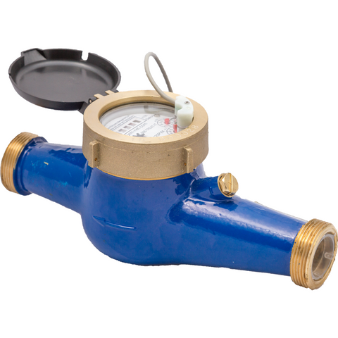 PRM 1-1/4 Inch Multi-Jet Brass Totalizing Water Meter with Pulse Output