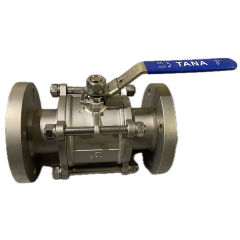 3 Inch Stainless Steel 3 Piece Full Port Ball Valve, 150# Flange