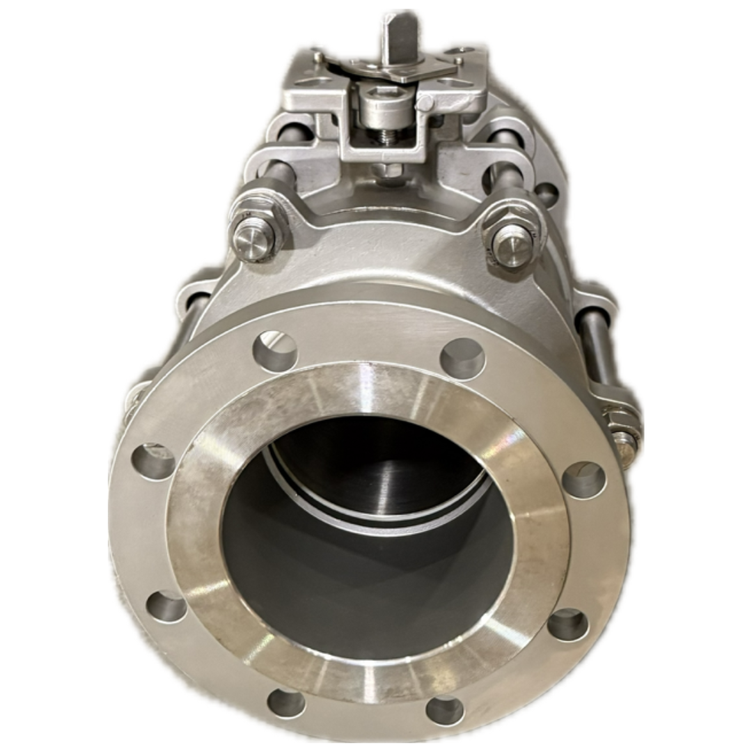 6 Inch Flanged Stainless Steel 3 Piece Full Port Ball Valve, Bare Stem, 150# Flange
