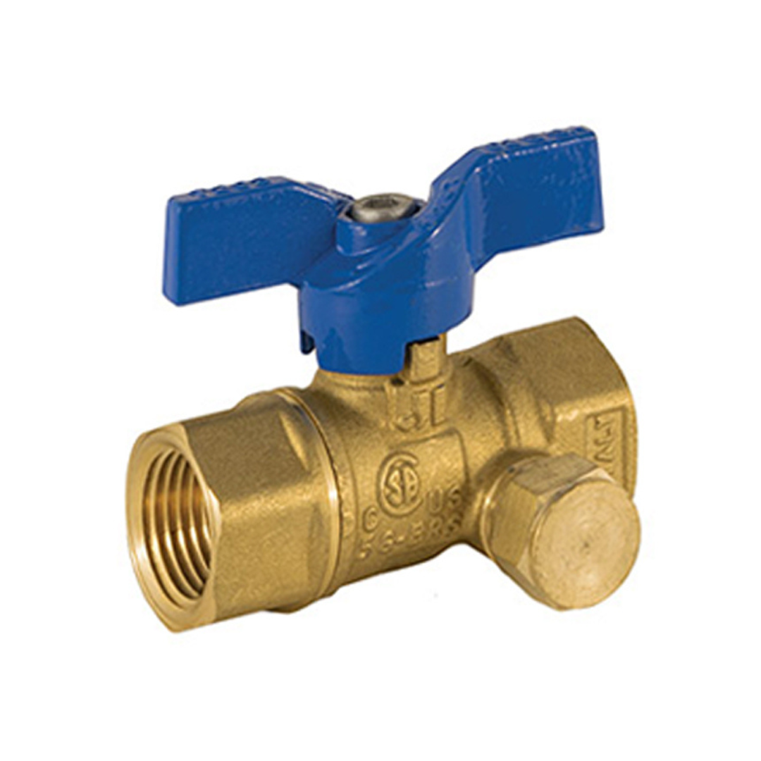 Jomar 102-302 3/8 Inch FIP 2 Piece Gas Ball Valve, 600 WOG, with Side Tap - Carton of 10