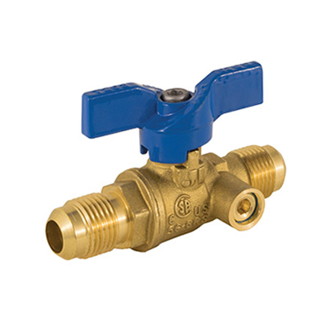 Jomar 102-405 1/2 Inch FIP x 1/2 Inch FL 2 Piece Gas Ball Valve, 600 WOG, with Side Tap - Carton of 10