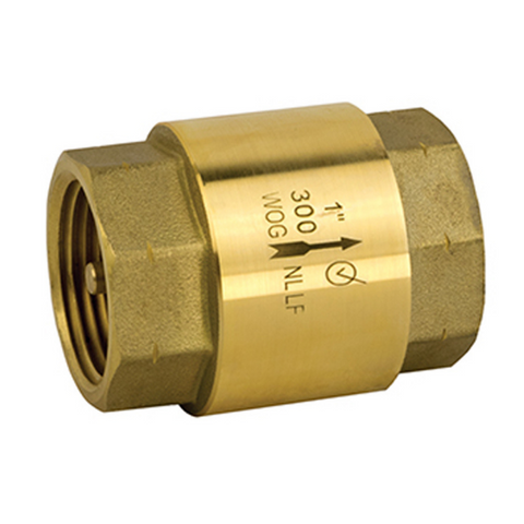 Jomar 105-605G 1 Inch Lead Free Brass Inline Check Valve, Threaded Connection, 300 WOG, Class 150 - Carton of 12