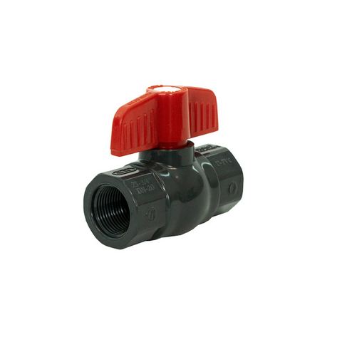 Jomar 210-206 1-1/4 Inch PVC Ball Valve, Schedule 80, Threaded Connection, 150 WOG Carton of 15