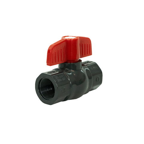 Jomar 210-205 1 Inch PVC Ball Valve, Schedule 80, Threaded Connection, 150 WOG Carton of 16