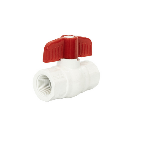 Jomar 210-705 1 Inch PVC Ball Valve, Schedule 40, Threaded Connection, 150 WOG Carton of 20