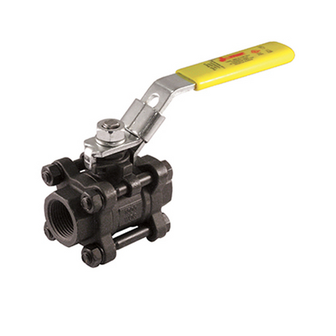 Jomar 500-405 1 Inch Carbon Steel Ball Valve 3 Piece 4 Bolt, Swing Out Body, Full Port, Threaded Connection, 1000 WOG, Stainless Steel Ball and Stem