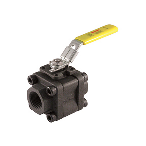 Jomar 601-616 1-1/4 Inch Carbon Steel Ball Valve 3 Piece 4 Bolt Enclosed, Standard Port, Threaded Connection, 2000 WOG, Stainless Steel Ball and Stem