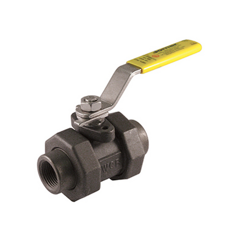 Jomar 100-993 1/2 Inch Carbon Steel Ball Valve 5 Piece, Full Port, Double Union End, Threaded Connection, 3000 WOG, Stainless Steel Ball and Stem